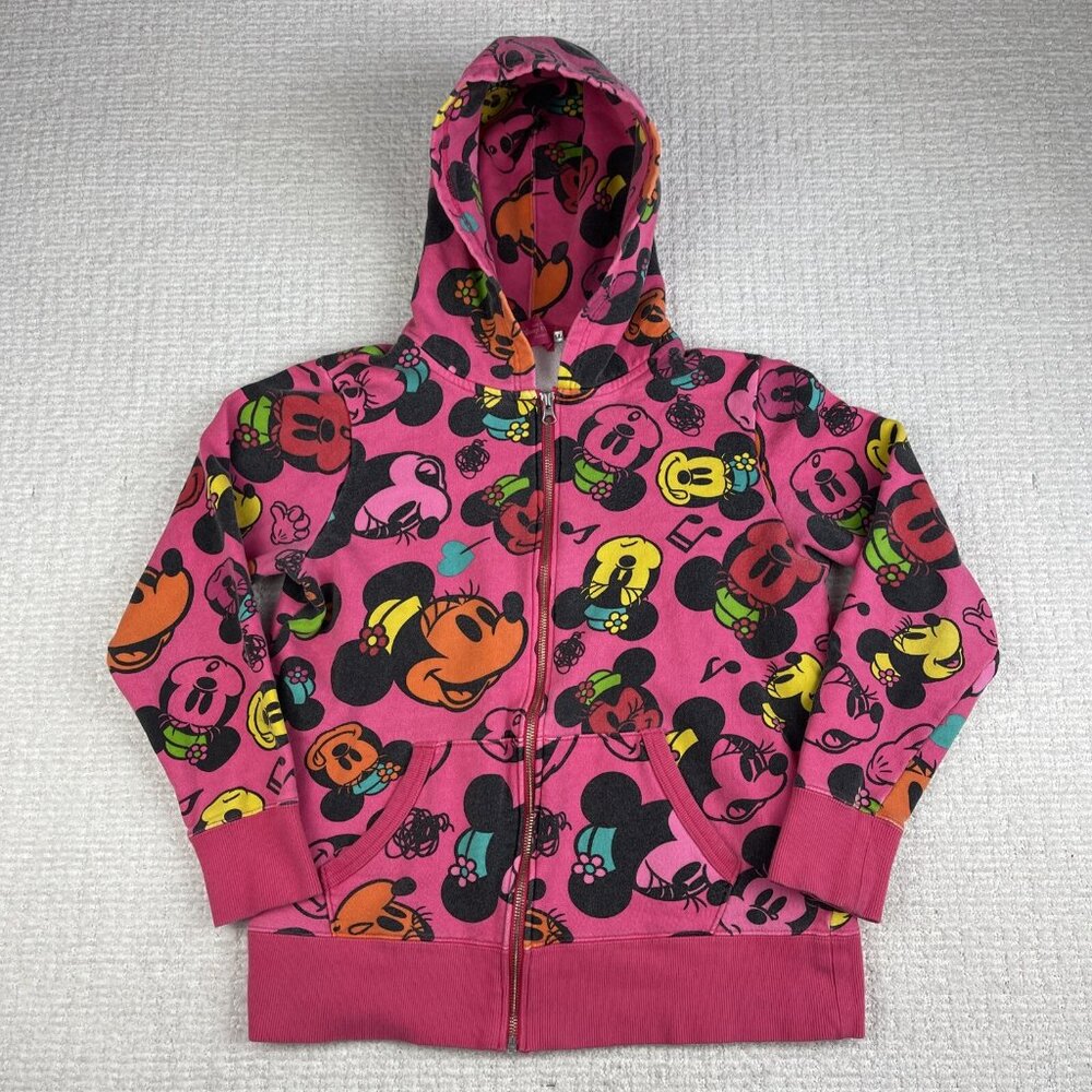 Tokyo Disney Parks Resort Pink Full Zip Sweatshirt AOP Minnie Mouse Sz LL XL